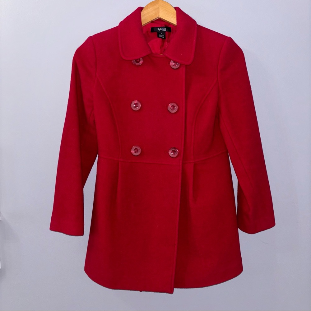 Red Double-Breasted Women's Coat - Petiter
